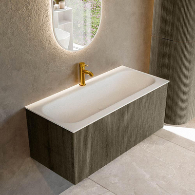 Mondiaz KURVE Ensemble meuble de salle de bains - 100x46x40cm - 1 tiroir - vasque solid surface - central - 1 trou de robinet - Shadow