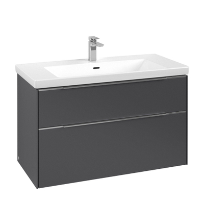 Villeroy & Boch Subway 3.0 wastafelonderkast - 97.3x57.9cm - 2 lades - Graphite (grijs)
