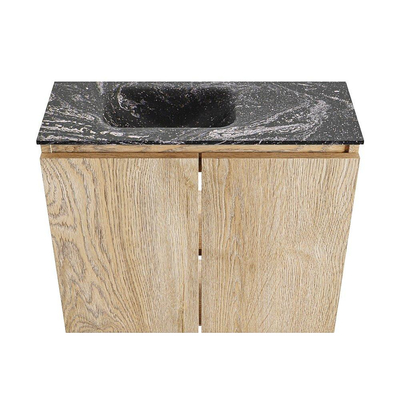MONDIAZ TURE-DLUX 60cm toiletmeubel Washed Oak. EDEN wastafel Lava positie links. Met 1 kraangat.