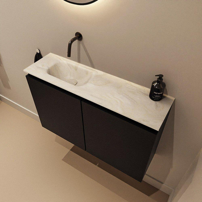 MONDIAZ TURE-DLUX Meuble WC 80 cm Urban. Lavabo EDEN Ostra position gauche. Sans trou de robinet.