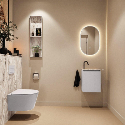 MONDIAZ TURE-DLUX Meuble de toilettes 40 cm Cale. EDEN lavabo Glace position à droite. Avec 1 trou de robinet.