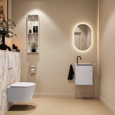 MONDIAZ TURE-DLUX Meuble toilette - 40cm - Cale - EDEN - vasque Glace - position droite - 1 trou de robinet