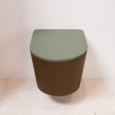 MONDIAZ LAVIE WC suspendu - 36x53cm - sans bride - Army (vert) - softclose - quick-release - abattant WC - Rust (marron)