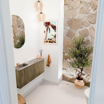 Mondiaz JOYA-DLUX 101.6cm toiletmeubel - ronding rechts kleur Dusk - Wastafel FAYE positie Links 1 kraangat kleur Oza.