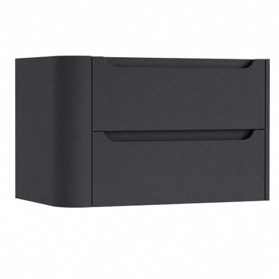 H&R Badmeubelen Juice Wastafelonderkast - 80x45x50cm - linkerhoek afgerond - 2 lades - geïntegreerde greep - Dark blue mat