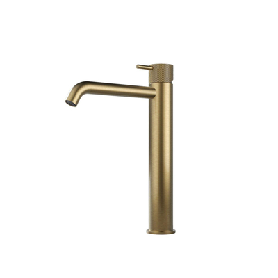 Hotbath Cobber X wastafelkraan - opbouw - hoog - voorsprong 18cm - verouderd ijzer (goud)