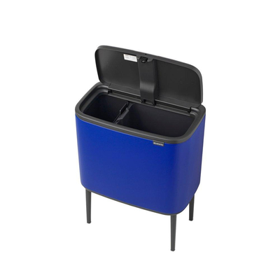 Brabantia Bo Touch Bin Afvalemmer - 11+23 liter - 2 kunststof binnenemmers - mineral powerful blue