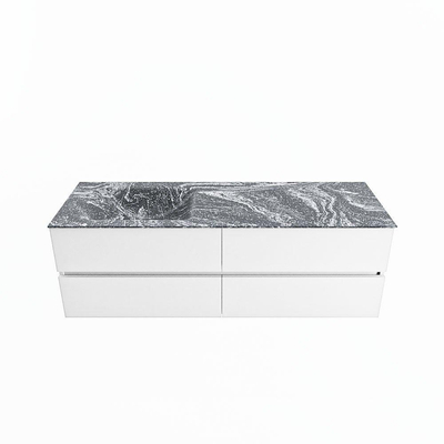 Mondiaz VICA-DLUX ensemble de meuble de salle de bain - 150cm - meuble sous lavabo talc - 4 tiroirs - lavabo encastré cloud gauche - sans trous de robinet - miroir modèle spot - version XL 60cm haut - lave