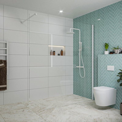 Fortifura Galeria Douche à l'italienne - 180x200cm - verre clair - Blanc mat