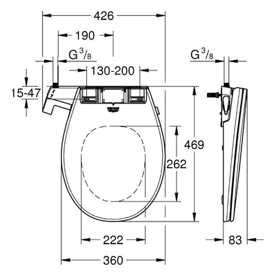 GROHE Bau céramique WC japonais avec abattant - blanc