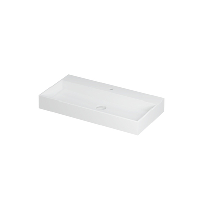 INK United lavabo pour meuble 90x45x11cm 1 trou pour robinet en céramique blanc mat avec trop-plein dissimulé et système clic-clac de couleur