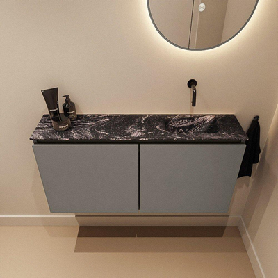MONDIAZ TURE-DLUX Meuble toilette - 100cm - Smoke - EDEN - vasque Lava - position droite - sans trou de robinet