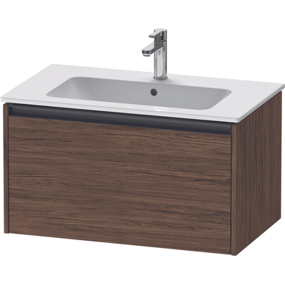 Duravit Ketho 2 meuble sous-lavabo avec 1 tiroir 81x48x44cm avec poignée anthracite noyer foncé mat