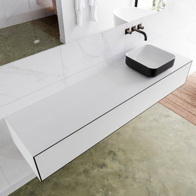 Mondiaz Lagom Meuble salle de bains 180x30.9x45cm Solid Surface Urban 2 tiroirs avec lavabo BINX vasque à poser Droite sans trous de robinet