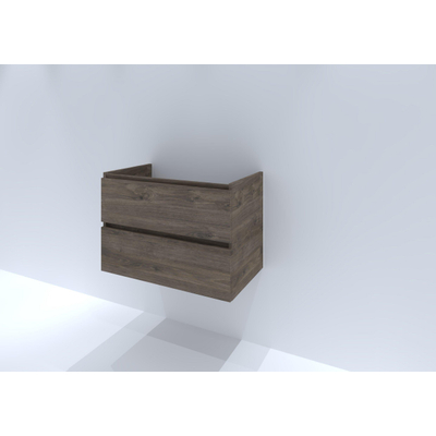 H&R Badmeubelen Infinity Wastafelonderkast - 80x44.8x55cm - 2 lades - greeploos - espresso