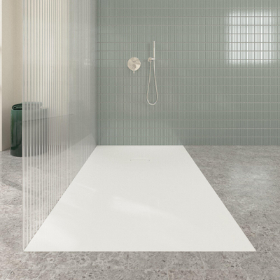 Villeroy & Boch Ecora douchebak - 180x100x4.5cm - afvoer korte zijde - white alpine (wit)