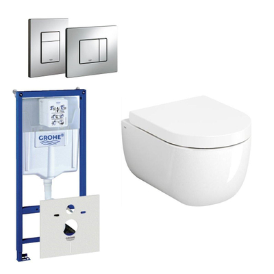 Clou Hammock Compact Pack WC avec réservoir encastrable WC suspendu et abattant frein de chute et déclipsable avec plaque de commande verticale/horizontale chrome