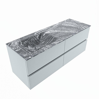 Mondiaz VICA-DLUX ensemble de meuble de salle de bain - 130cm - meuble sous-vasque argile - 4 tiroirs - lavabo encastrée nuage gauche - sans trous de robinet - version haute de 60cm - lave