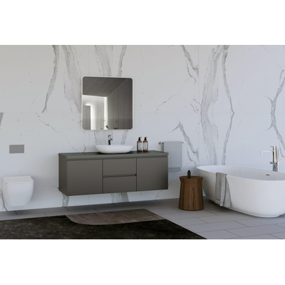 Saniclass Retro Line Square Miroir - 80x80cm - carré - arrondi - cadre - blanc mat