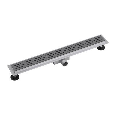 Fortifura Galeria douchegoot - 70cm - met rooster - met vloerflens - PVD - geborsteld gunmetal (antraciet)
