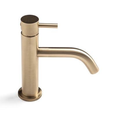 Crosswater MPRO Wastafelkraan - met geribbeld design - zonder waste - geborsteld messing (goud)