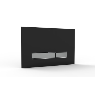 QeramiQ Push Metal Thin Plaque de commande - 25x16cm - pour réservoir encastré Geberit UP320 - double chasse - noir mat