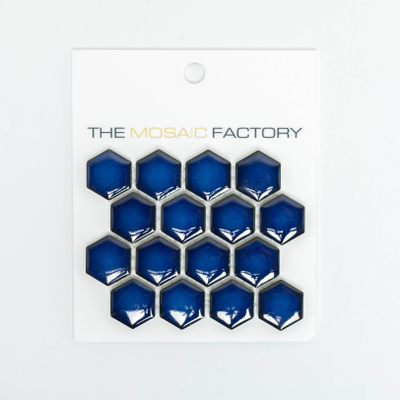 SAMPLE The Mosaic Factory Barcelona Carrelage mosaïque 2.3x2.6x0.5cm - hexagon glacé porcelaine wand bekleding pour intérieur et extérieur résistant au gel - brillant cobalt bleu
