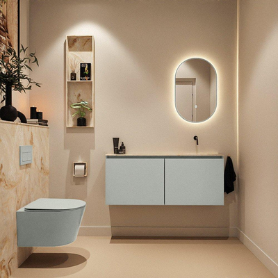 MONDIAZ TURE-DLUX Meuble toilette - 120cm - Greey - EDEN - vasque Frappe - position droite - sans trou de robinet