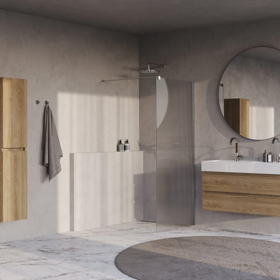 BRAUER Oblivion Inloopdouche - 100x200cm - helder ribbel glas - glascoating - Hoogglans Chroom