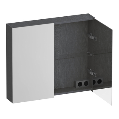 BRAUER Impress armoire de toilette - 80x70x15cm - sans éclairage - 2 portes miroir double face - Timber Grey