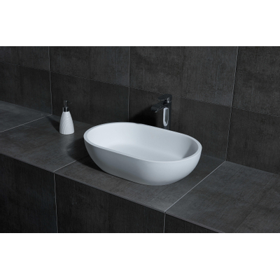 ZEZA Alexia waskom - 55x33x13.5cm - ovaal - solid surface mat wit SHOWROOMMODEL