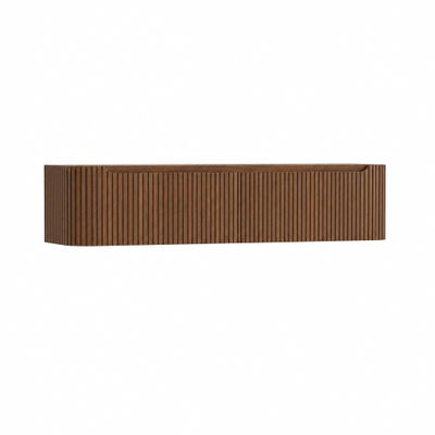 H&R Badmeubelen Juice Wastafelonderkast - 180x45x40cm - afgeronde hoeken - 3D-front - 2 lades - geïntegreerde greep - dark oak