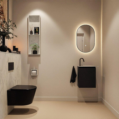 MONDIAZ TURE-DLUX Meuble WC 40 cm Urban. Lavabo EDEN Opalo position droite. Avec 1 trou de robinet.