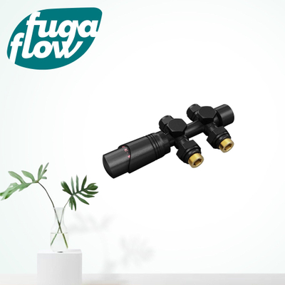 FugaFlow Eccelente Acces Kit de raccordement radiateur universel droit et angle droit noir mat