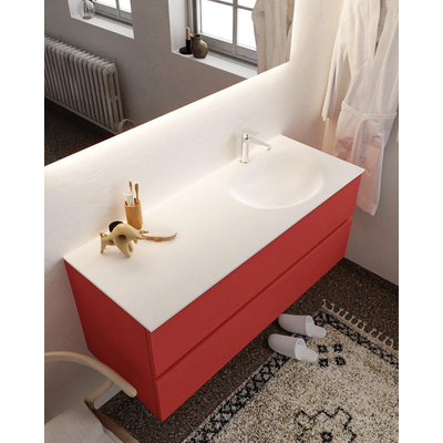 Mondiaz VICA ensemble de meuble de salle de bain - 120cm - meuble sous-vasque fire - 2 tiroirs - lavabo moon droite - 1 trou de robinet - miroir LED - version XL 60cm haut