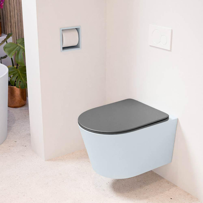 MONDIAZ LAVIE wandclosetpack - 36x53cm - diepspoel - rimless - clay (blauw) - softclose - quick-release - toiletzitting - Dark grey (grijs)