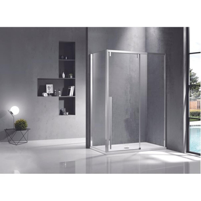 Cabine de douche FugaFlow Efficiente Vetro 160x90cm avec porte coulissante en verre de sécurité 8mm avec anti-calcaire argent poli -