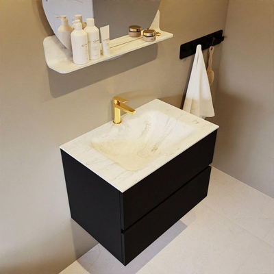 MONDIAZ VICA-DLUX Ensemble meuble de salle de bains - 70cm - meuble sous-vasque urban - 2 tiroirs - lavabo encastré cloud central - 1 trou de robinet - version haute 60cm - opalo