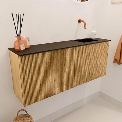 Mondiaz JOYA 100cm toiletmeubel - kleur Oak - Wastafel FAYE positie Rechts Zonder kraangat kleur Urban.