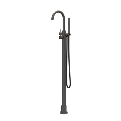 IVY Concord Mitigeur de bain autoportant - bec orientable - 150cm - flexible de douche - douchette barre - Inox 316 - noir carbone brossé PVD