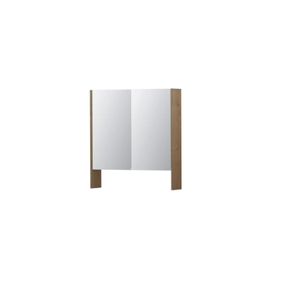 Ink spk3 armoire de toilette avec double portes en miroir, 2 portes avec étagère ouverte et prise de courant/interrupteur
