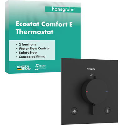 Hansgrohe Ecostat Comfort E - thermostat encastré - 2 fonctions - noir mat