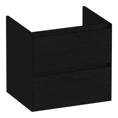 BRAUER Inspire wastafelonderkast 60 2 softclose lades - greeploos - 1 sifon uitsparing - Timber Black