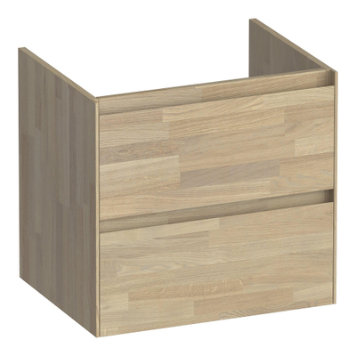 BRAUER Inspire wastafelonderkast 60 2 softclose lades - greeploos - 1 sifon uitsparing - massief eiken - vingerlas eiken grijs