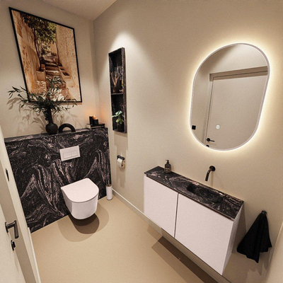 MONDIAZ TURE-DLUX 80cm toiletmeubel Rosee. EDEN wastafel Lava positie rechts. Zonder kraangat.