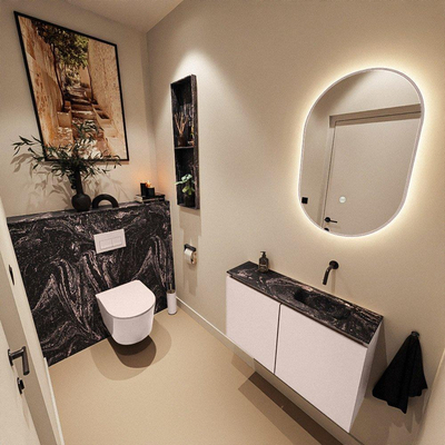 MONDIAZ TURE-DLUX Meuble toilette - 80cm - Rosee - EDEN - vasque Lava - position droite - sans trou de robinet