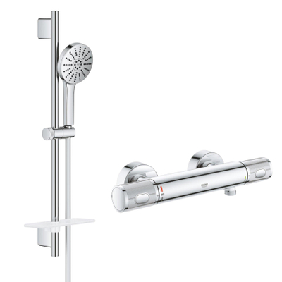 GROHE Precision Feel Doucheset - thermostatische douchekraan - 31.3cm - Vitalio Joy glijstangset - 60cm - ronde handdouche - 3 straalsoorten - chroom