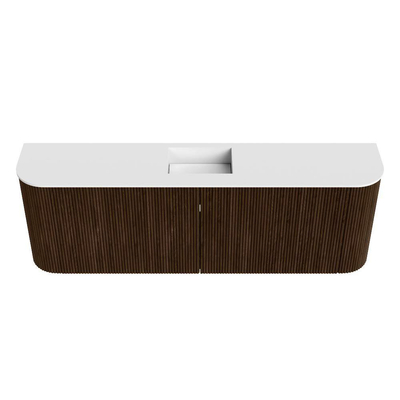 Mondiaz JOYA 123.2cm toiletmeubel - ronding links en rechts kleur Walnut - Wastafel FAYE positie Midden 1 kraangat kleur Talc.