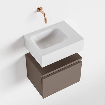 MONDIAZ ANDOR Toiletmeubel 40x30x30cm met 0 kraangaten 1 lades smoke mat Wastafel Lex links Solid Surface Wit