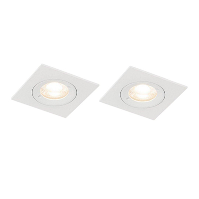 QAZQA Xena Spot encastrable - lot de 2 - 8x8cm - IP44 - Carré - Blanc